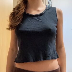 Rafaella Black Sleeveless Crop Top